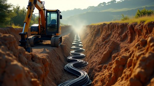 Une tranchée efficace pour l'enfouissement de câble à Ille-et-Vilaine
